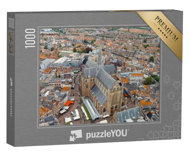 Puzzel 1000 stukjes „Haarlem, Sint-Bavokerk met panoramisch uitzicht over het centrum van Haarlem“