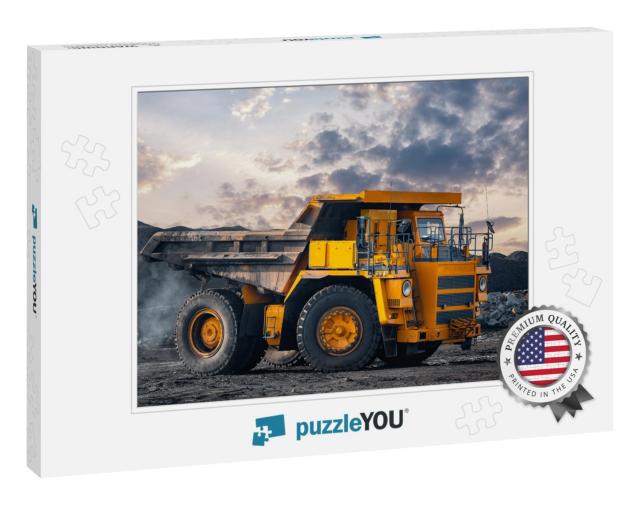 Big Yellow Mining Truck Laden Anthracite Moves Open Pit C... Jigsaw Puzzle