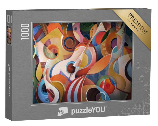 Puzzel 1000 stukjes „Abstract schilderij met een muziekthema“