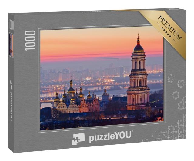 Puzzle 1000 Teile „Sonnenaufgang an der Kiew-Pechersk Lawra, Ukraine “