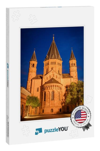 Mainz Cathedral At Evening. Mainz, Rhineland-Palatinate... Jigsaw Puzzle