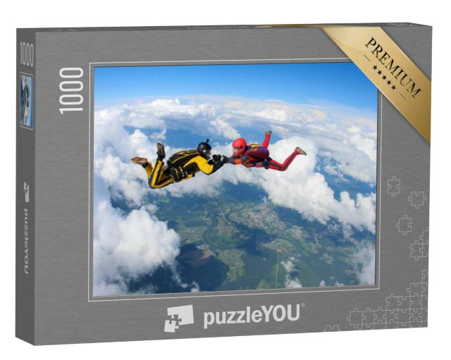 Puzzel 1000 stukjes „Pure vrijheid: parachutist vlak voor het openen van de parachute“