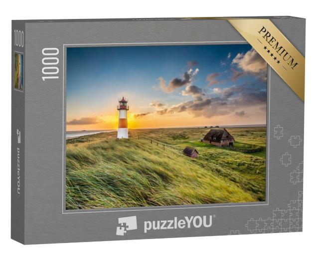 Puzzel 1000 stukjes „Zonsopgang bij de vuurtoren in List op Sylt, Sleeswijk-Holstein, Duitsland“