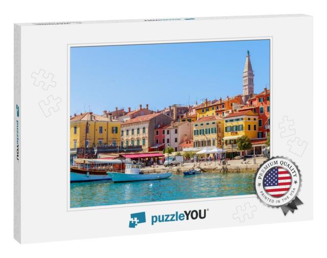 Colorful Rovinj in Istria with Boats in the Port, Croatia... Jigsaw Puzzle