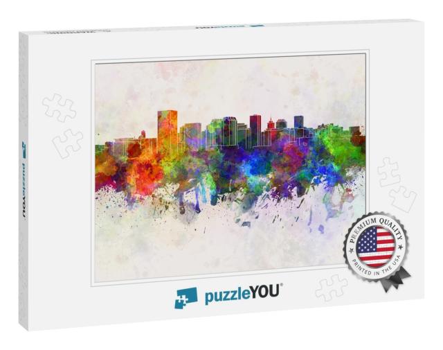 Richmond Skyline in Watercolor Background... Jigsaw Puzzle