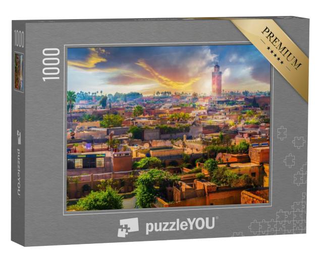 Puzzel 1000 stukjes „De medina kijkt uit over het historische centrum van Marrakech, Marokko“