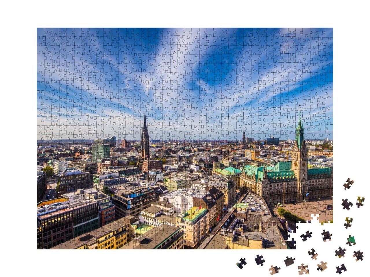 Puzzle 1000 Teile „Hamburger Rathaus von oben“