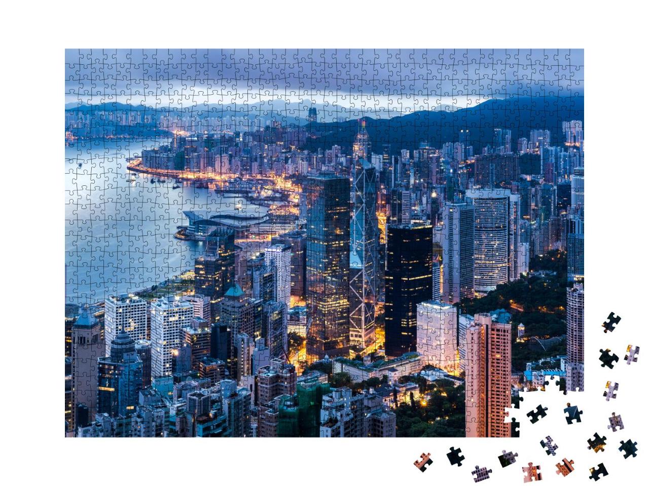 Puzzle 1000 Teile „Hongkong in der Dämmerung“