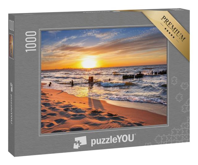 Puzzle 1000 Teile „Sonnenuntergang am Strand an der Ostsee, Polen“