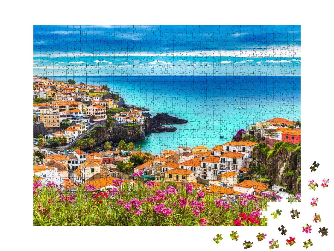 Puzzle 1000 Teile „Panoramablick über Camara de Lobos, Insel Madeira, Portugal“