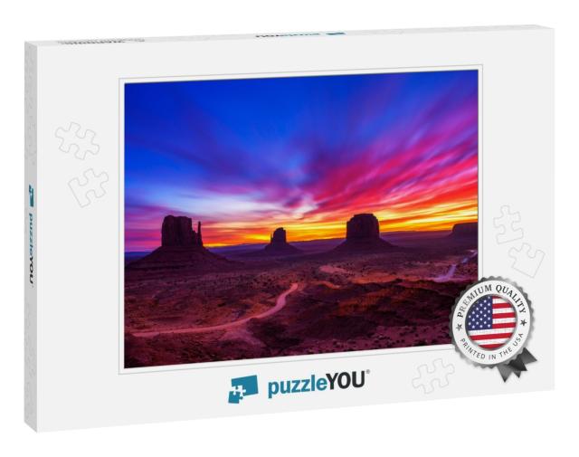 Dramatic & Very Colorful Sunrise Over Monument Valley in... Jigsaw Puzzle