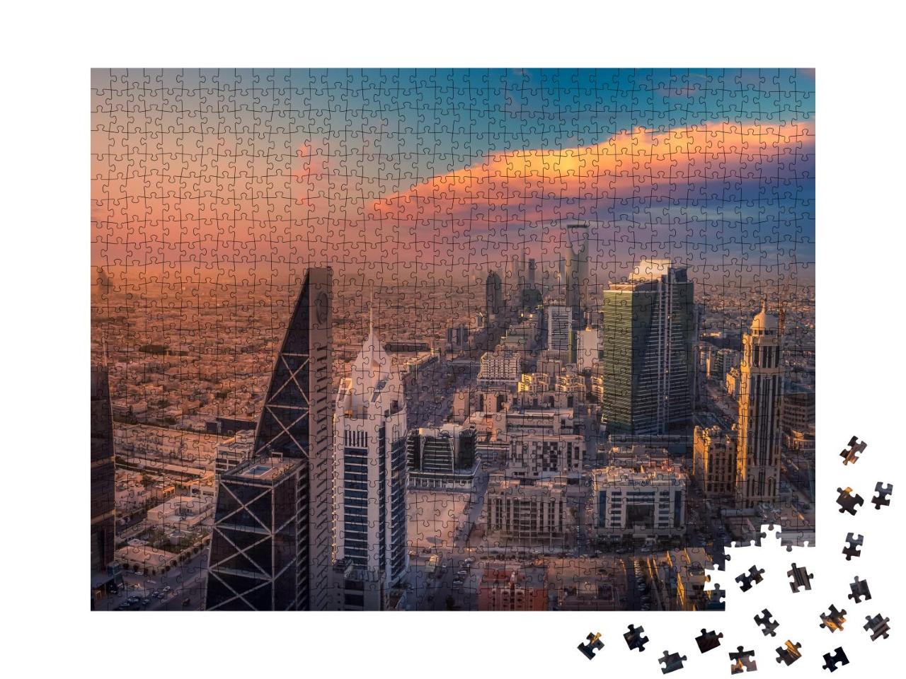 Puzzle 1000 Teile „Königreich Saudi-Arabien: Stadt Riyadh am Abend“