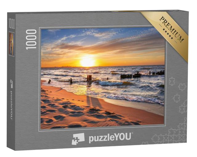 Puzzel 1000 stukjes „Zonsondergang op het strand aan de Baltische Zee, Polen“