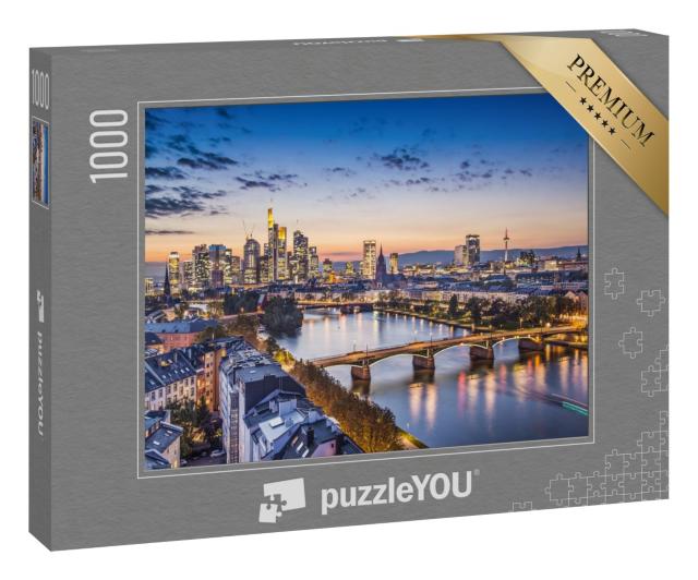 Puzzle 1000 Teile „Abendliche Stimmung über Frankfurt am Main, Deutschland“