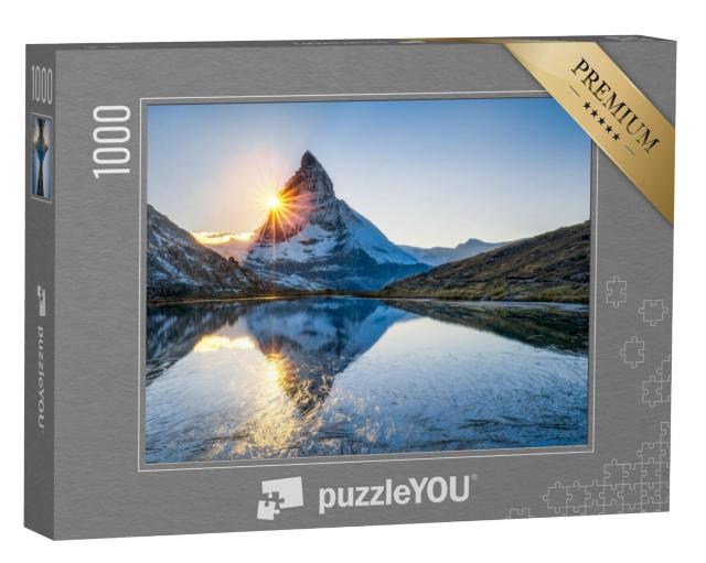 Puzzel 1000 stukjes „Riffelsee en Matterhorn in het kanton Wallis, Zwitserland“