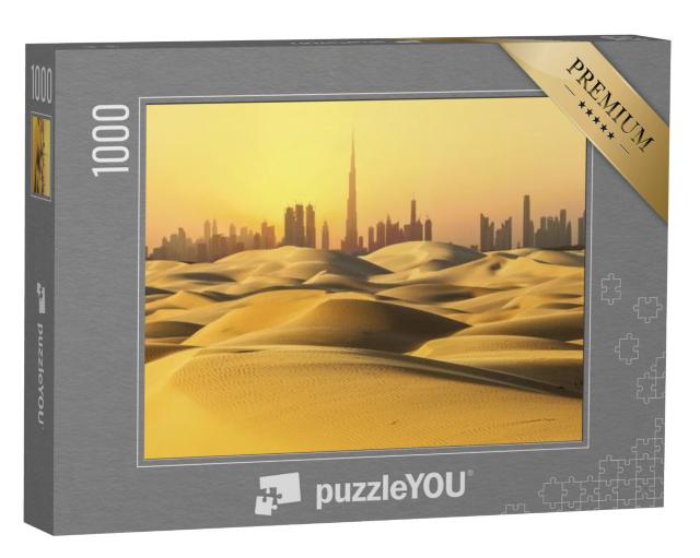 Puzzel 1000 stukjes „Dubai skyline: woestijn bij zonsondergang“