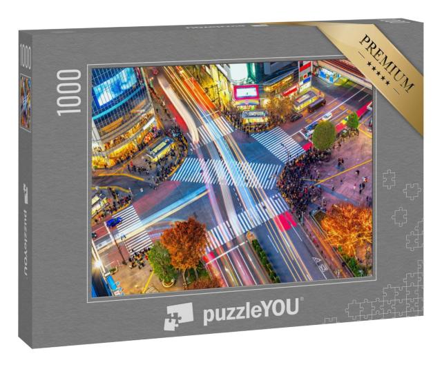 Puzzle 1000 Teile „Luftaufnahme der einzigartigen Shibuya-Kreuzung, Tokio, Japan“
