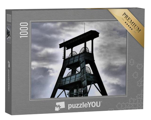 Puzzel 1000 stukjes „Oude kronkeltoren in het Ruhrgebied, zwart-wit“