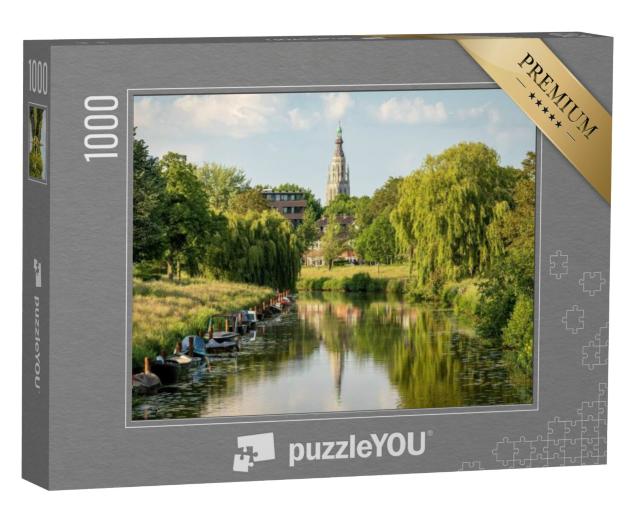 Puzzel 1000 stukjes „Stadsgezicht van Breda, Nederland, zicht op de grote kerk“