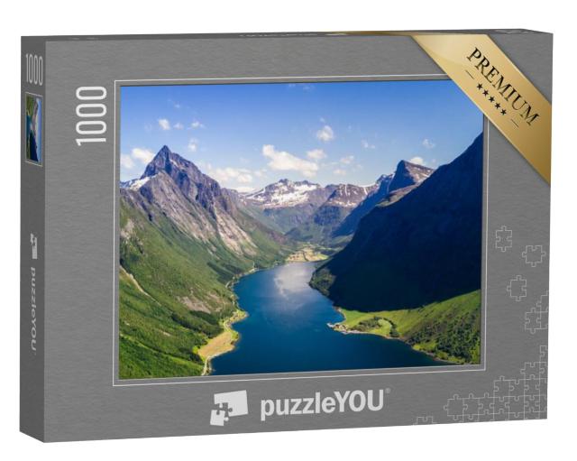 Puzzel 1000 stukjes „Panoramisch uitzicht op de Geirangerfjord, Noorwegen“