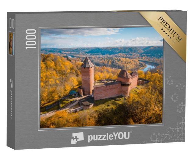 Puzzel 1000 stukjes „Zonsondergang boven kasteel Turaida, Sigulda, Letland“