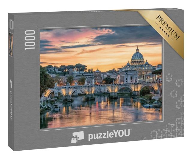 Puzzle 1000 Teile „Sonnenuntergang über der Stadt Rom am Abend“