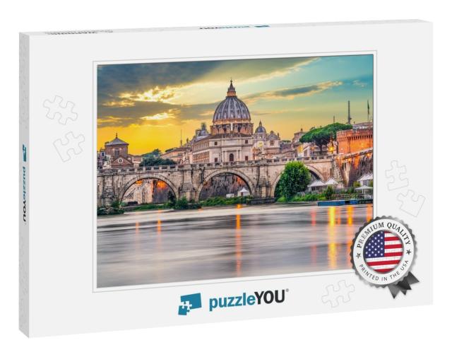 St. Peters Basilica & Ponte Vittorio Emanuele Ii Bridge i... Jigsaw Puzzle