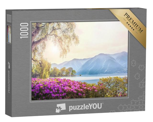 Puzzel 1000 stukjes „Prachtig uitzicht op het meer omringd door bergen“