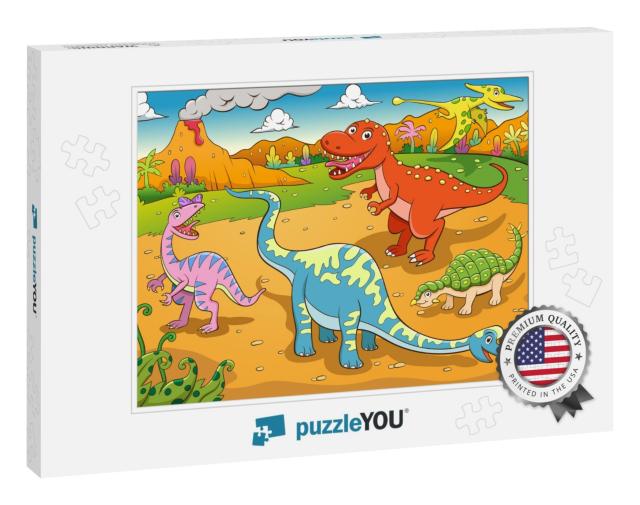 Illustration of Cute Dinosaurs Cartoon Eps10 File Simple... Jigsaw Puzzle