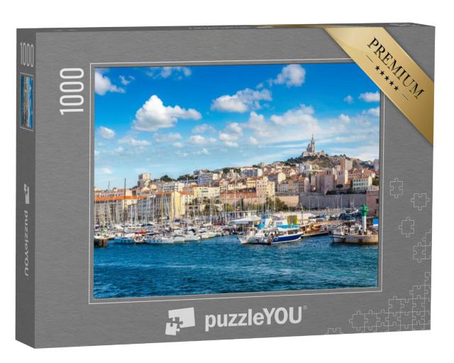 Puzzel 1000 stukjes „Basiliek Notre Dame de la Garde en haven, Marseille, Frankrijk“