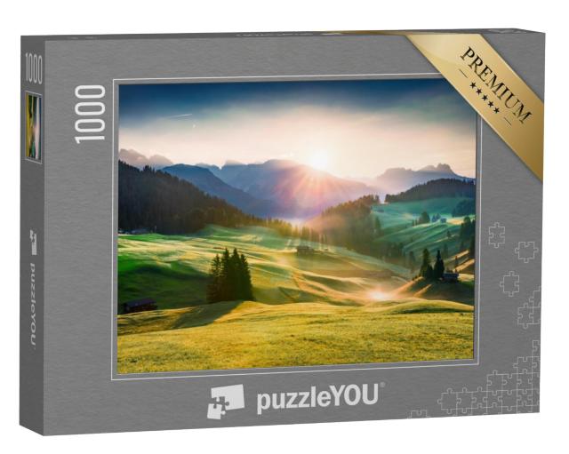 Puzzel 1000 stukjes „Alpe di Siusi in de provincie Bolzano, Zuid-Tirol“