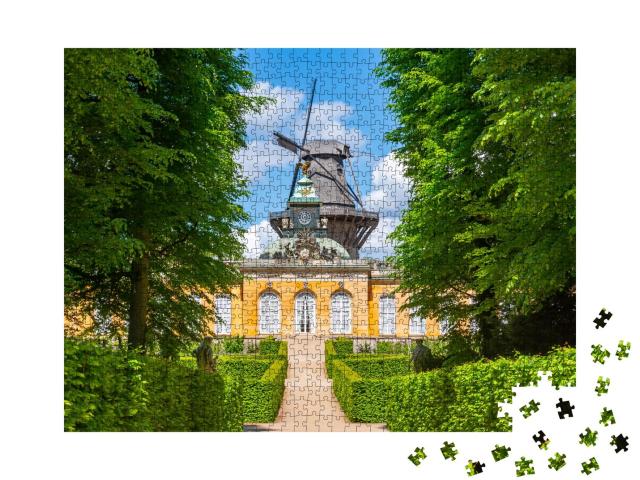 Puzzle 1000 Teile „Schloss Neue Kammern und Windmühle im Park Sanssouci, Potsdam“