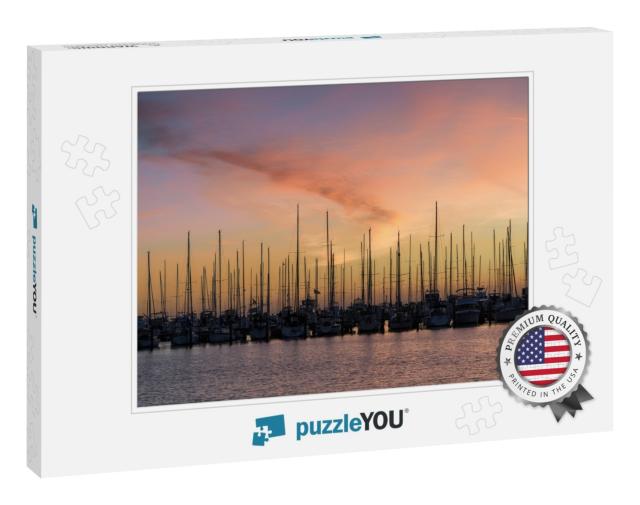 Sailboats At Sunrise At the South Yacht Basin in St. Pete... Jigsaw Puzzle