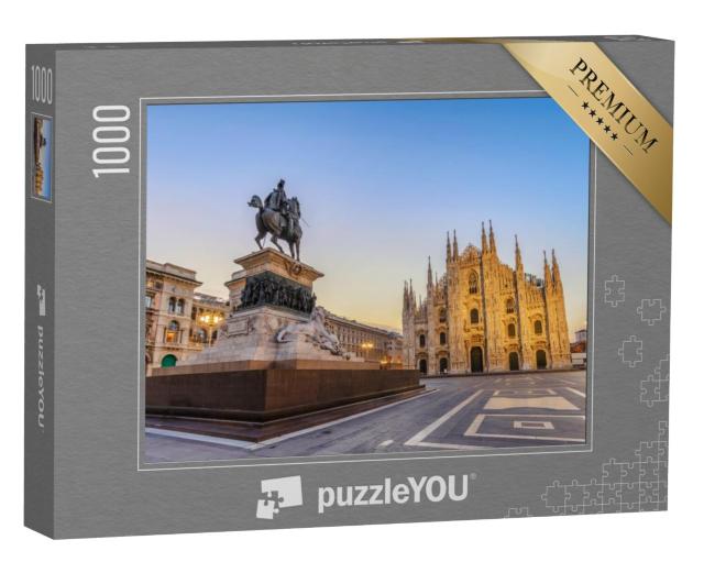 Puzzel 1000 stukjes „Kathedraal van Milaan (Milan Duomo) bij zonsopgang, Milaan (Milano), Italië“