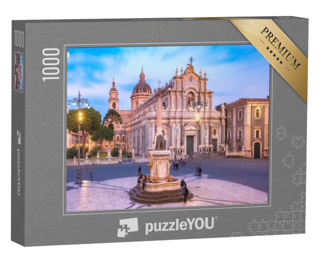 Puzzel 1000 stukjes „Piazza Duomo in de avond, Catania, Sicilië, Italië“