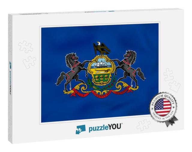 Pennsylvania Waving Flag. Pennsylvania State Flag Backgro... Jigsaw Puzzle
