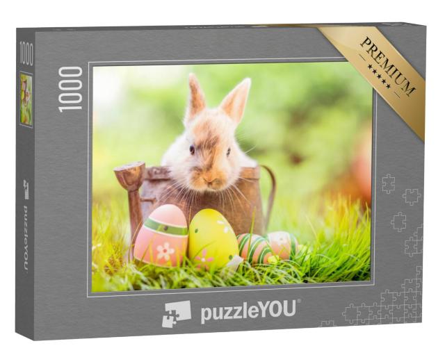 Puzzel 1000 stukjes „Babykonijntje met paaseieren“