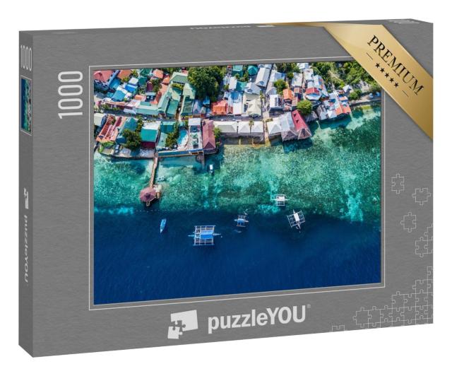 Puzzle 1000 Teile „Luftaufnahme auf die Bucht von Oslob, Cebu, Philippinen“
