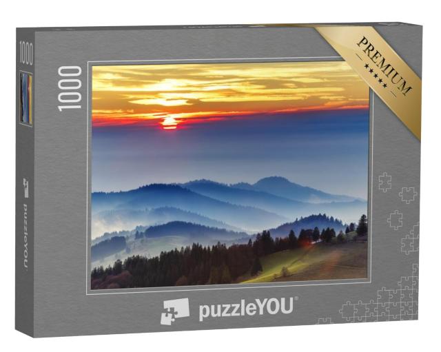 Puzzel 1000 stukjes „Zonsondergang boven het Zwarte Woud, Duitsland“