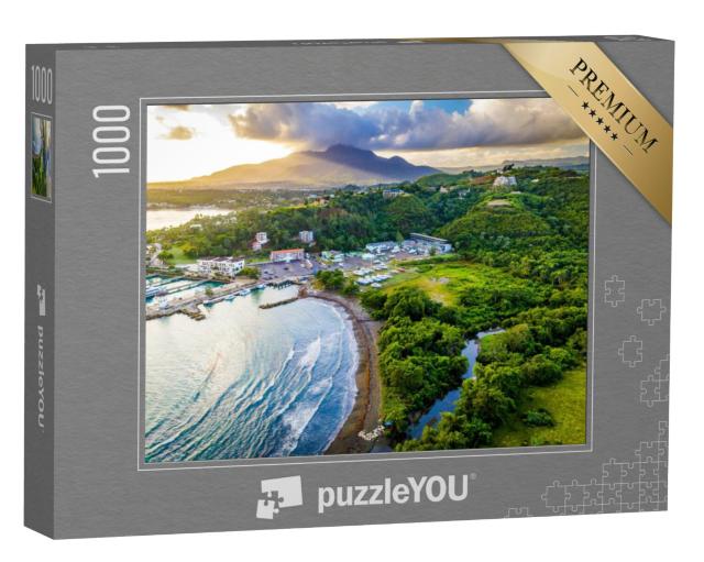 Puzzel 1000 stukjes „Luchtfoto van een jachthaven in Puerto Plata Dominicaanse Republiek“