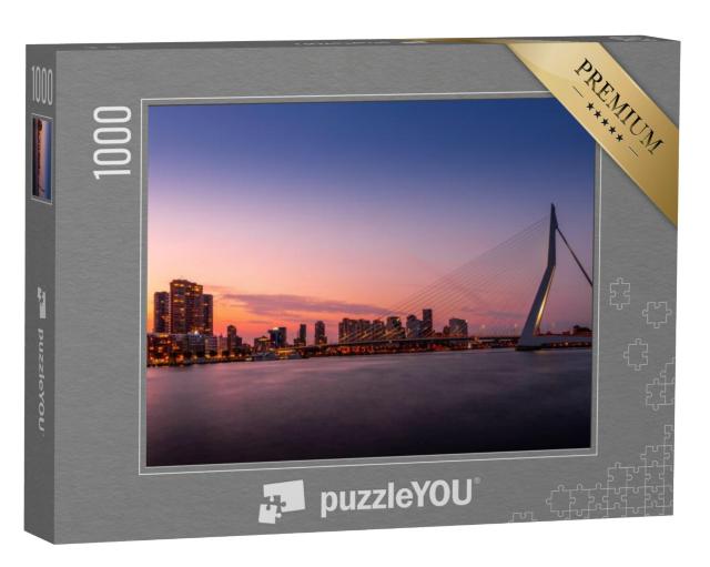 Puzzel 1000 stukjes „Stadsgezicht met Erasmusbrug: Skyline van Rotterdam, Nederland“