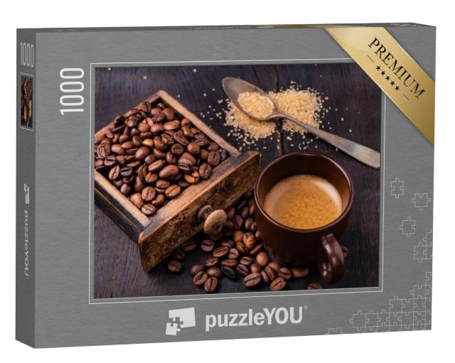 Puzzel 1000 stukjes „Koffie, bruine suiker en koffiebonen“