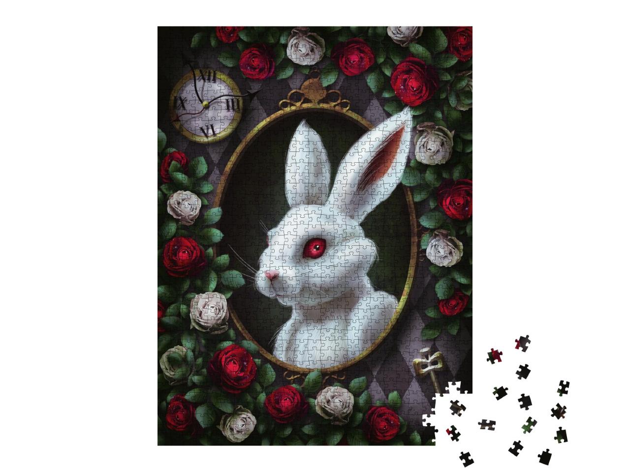 Puzzle 1000 Teile „Portrait: Weißes Kaninchen aus Alice im Wunderland“