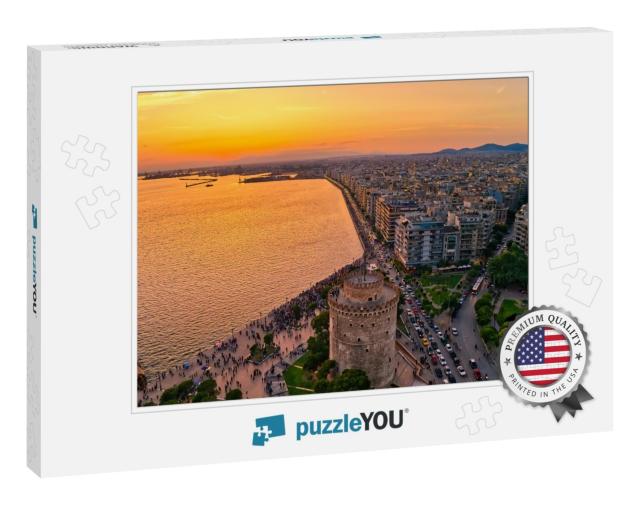 Aerial View of Famous White Tower of Thessaloniki At Suns... Jigsaw Puzzle