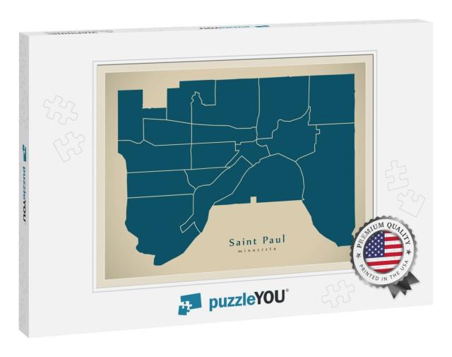 Modern City Map - Saint Paul Minnesota City of the USA wit... Jigsaw Puzzle