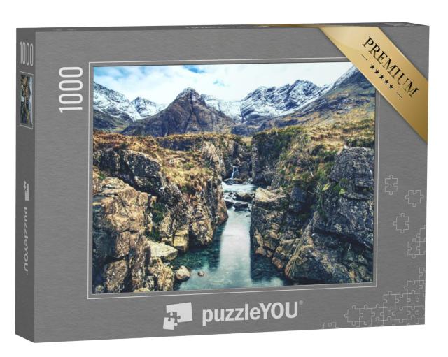 Puzzel 1000 stukjes „Legendarische feeënpoelen aan de voet van het zwarte Cuillin-gebergte, Isle of Skye, Schotland“