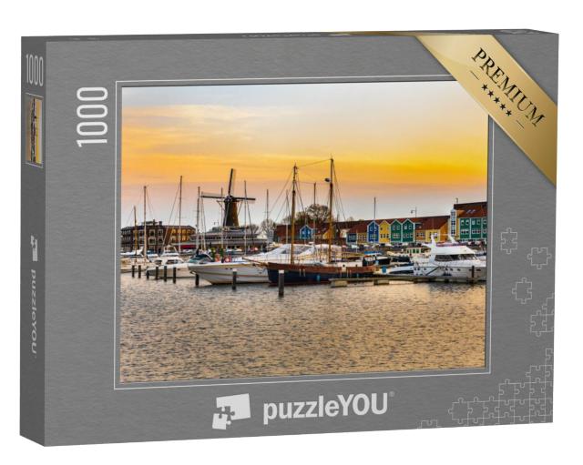 Puzzel 1000 stukjes „Prachtige zonsondergang in een haven in Hellevoetsluis“