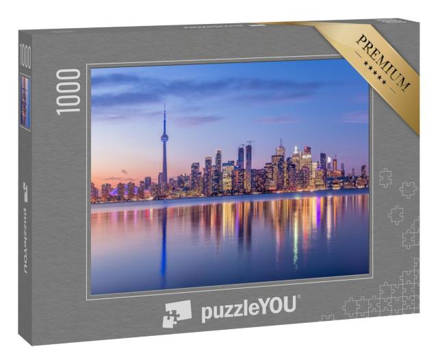 Puzzle „Skyline von Toronto mit violettem Licht, Kanada“