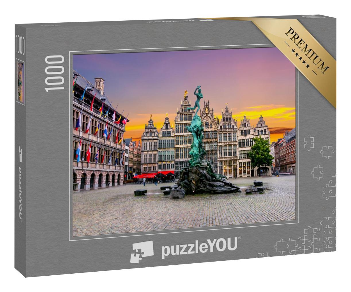 Puzzle 1000 Teile „Brabo-Brunnen auf dem Marktplatz im Zentrum von Antwerpen, Belgien“
