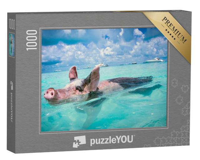 Puzzel 1000 stukjes „De zwemmende varkens van de Bahama's“